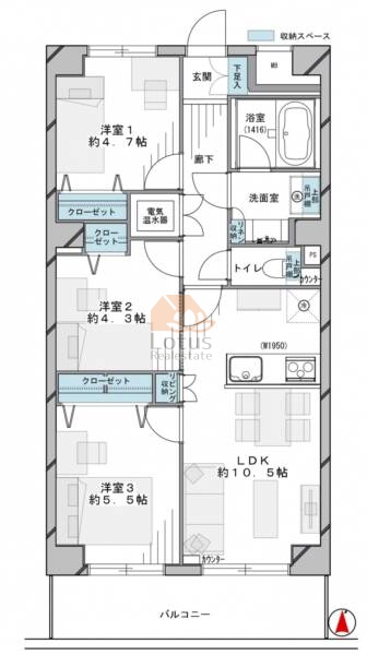 ライオンズマンション北千住第6306間取図