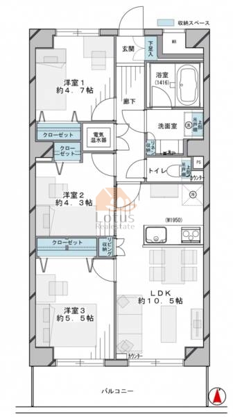 ライオンズマンション北千住第６306間取図