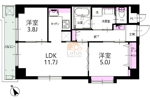 ワセダ福田マンション402間取図