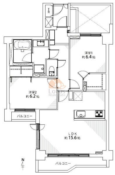 クレッセント駒沢公園パークサイド204間取図