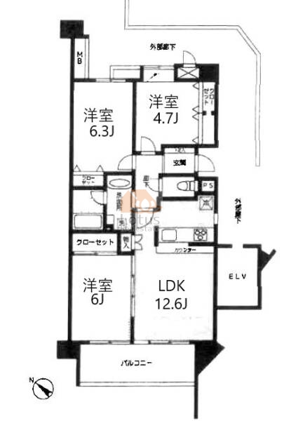 ベルメゾン東向島弐番館3階間取図