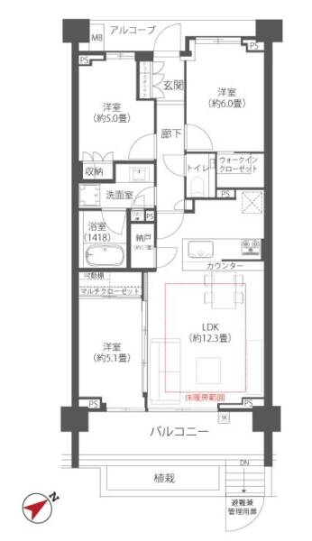 ザパークハウス学芸大学四季の杜106間取図