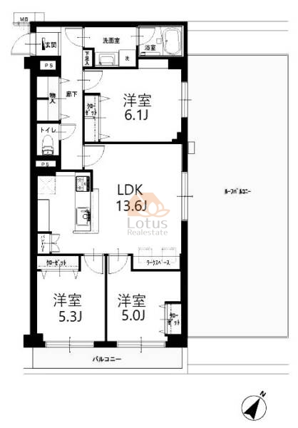 上野毛サンハイツ405間取図