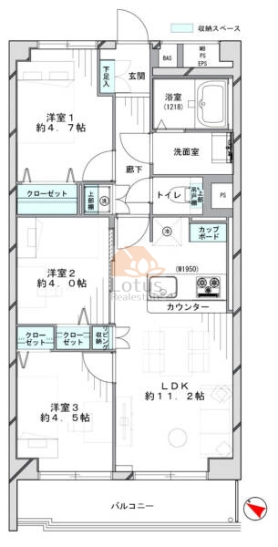 門前仲町スカイハイツ618間取図