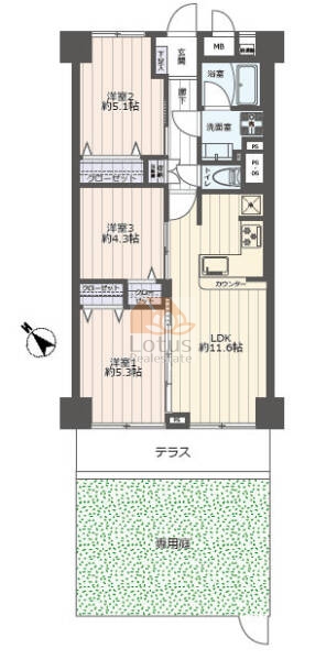 金町スカイハイツ105間取図