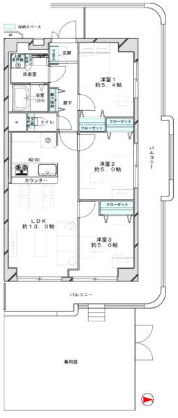 パルムハウス野沢102間取図