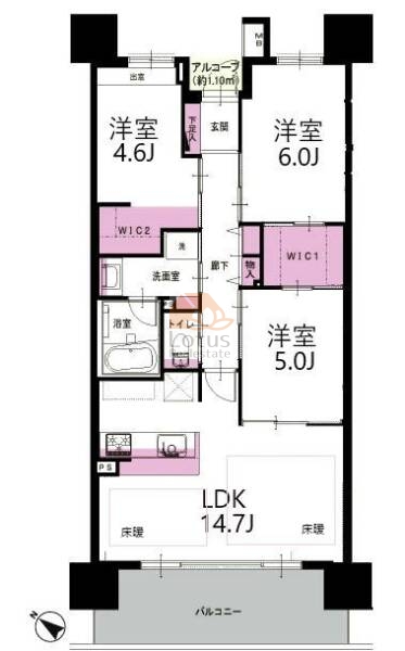 クレストフォルム東京アクアグランディオ314間取図