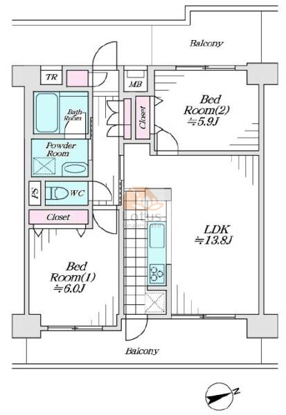 コスモ町屋リバーシティ502間取図