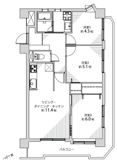 リーベパトリー椿409間取図