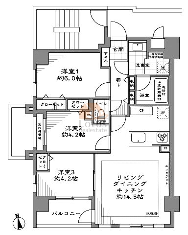 ライオンズマンション麻布十番南201間取図