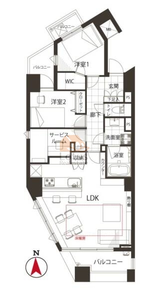 高田馬場デュープレックス２801間取図