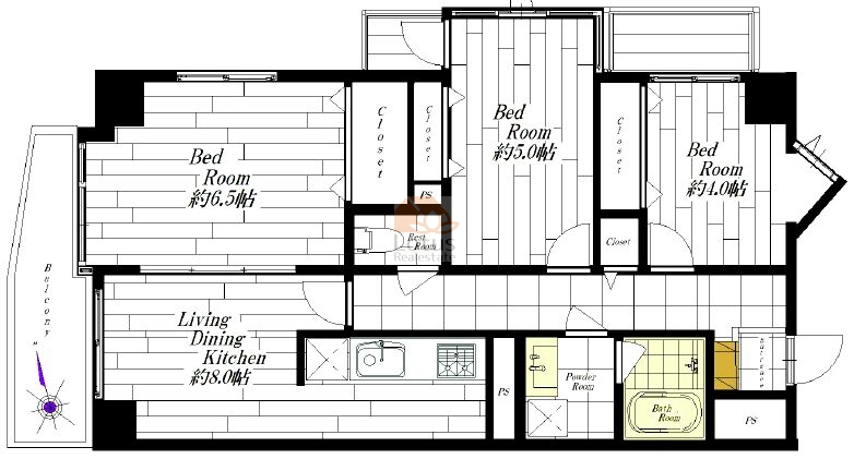 ツオード千住弐番館502間取図