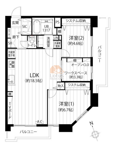 グランドパレス田町703間取図