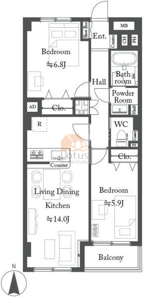 丸増井荻マンション307間取図