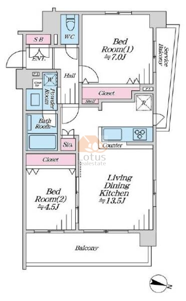 グランウィッシュ四ツ木410間取図