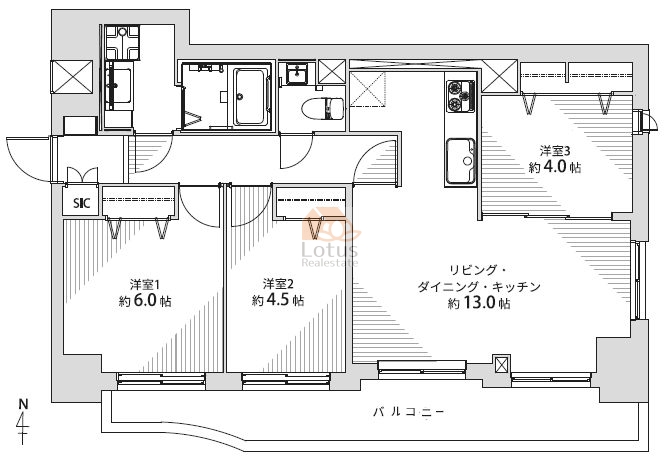 メゾンドール錦糸町ツイン906間取図