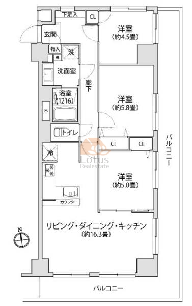 エンゼルハイム東大島第１508間取図