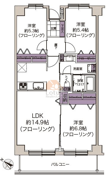 用賀パークハイツ201間取図