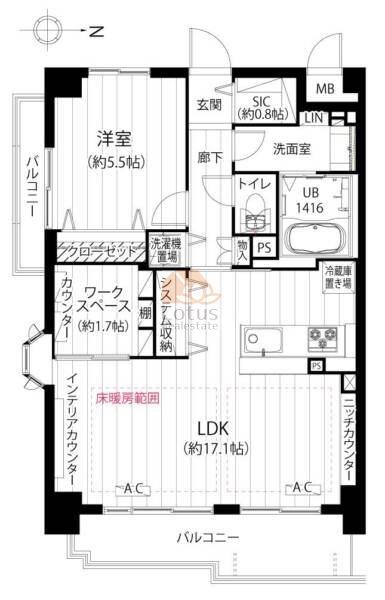 藤和シティスクエア三田サウスウイング702間取図