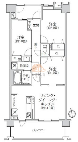 ライオンズマンション東大島第２203間取図