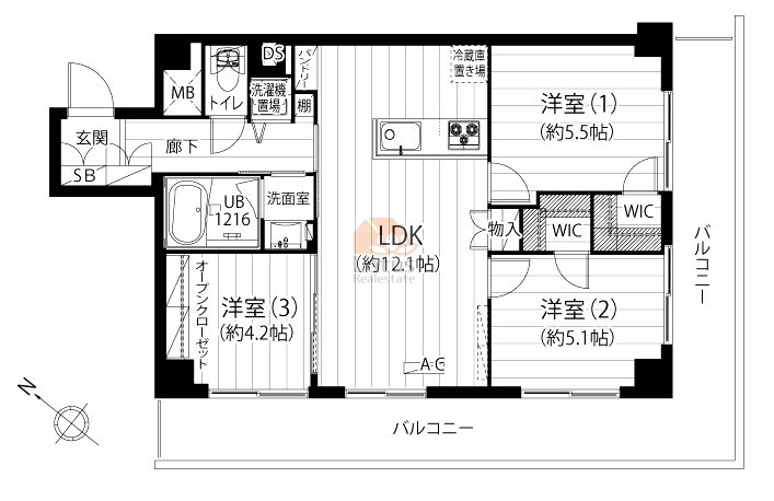 ウエストハイツ803間取図