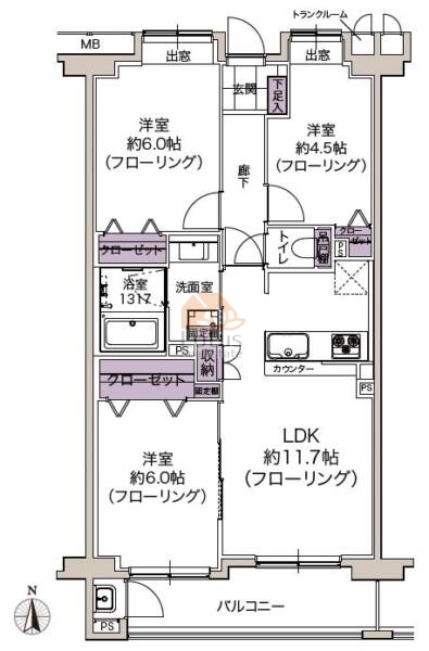 シャリエ錦糸町203間取図