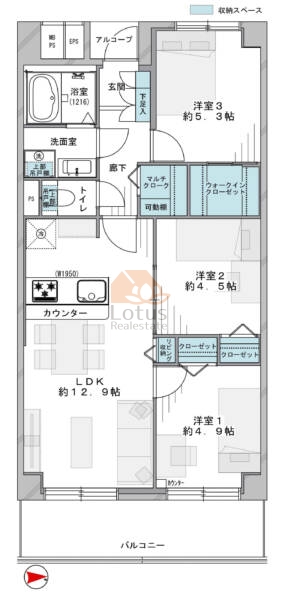 イーストヒル町屋1011間取図