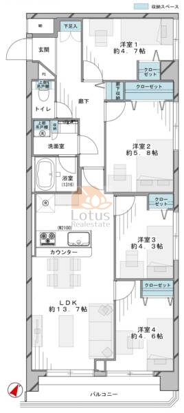 朝日プラザ亀戸1004間取図