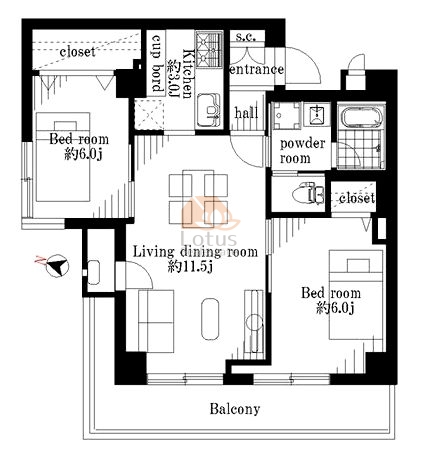 日商岩井赤羽マンション308間取図