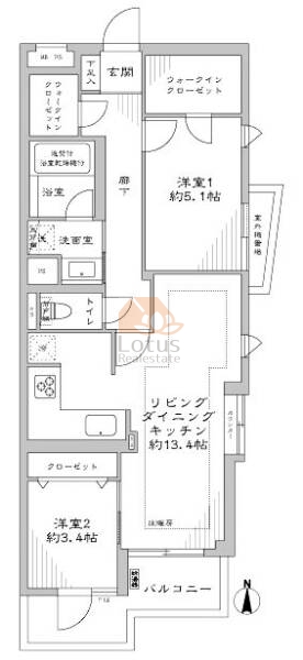 グリーンハイム梅丘2204間取図