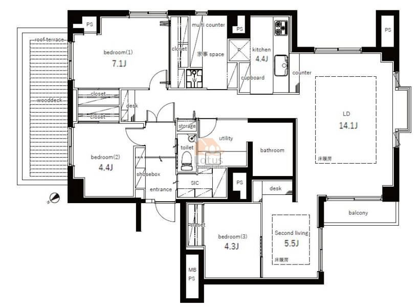 シャンボール常磐松401間取図