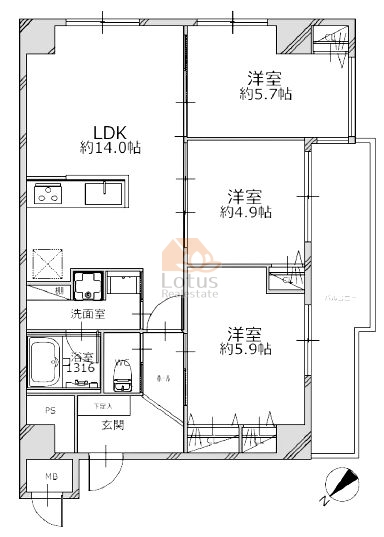 ルグラン門前仲町701間取図