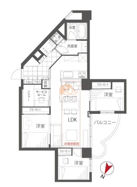 三田ハウス304間取図