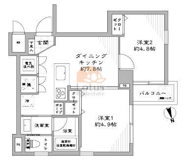 ライオンズマンション元麻布305間取図