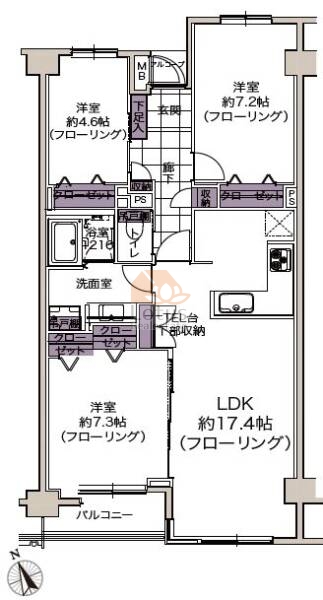 小滝台マンションW307間取図