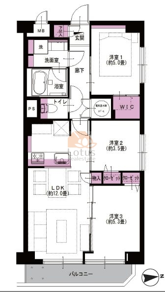 永信立花ハイツ201間取図