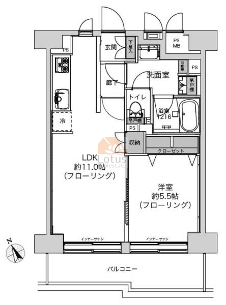 ベルべシティ用賀305間取図