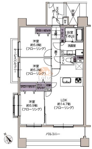 グランシティ東京イースト2201間取図