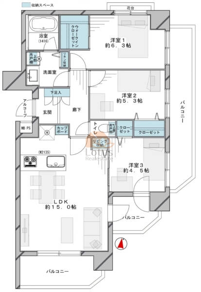 クレッセント砧702間取図