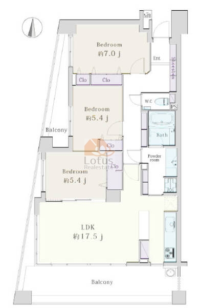 パークホームズ桜新町ガーデンズコート305間取図