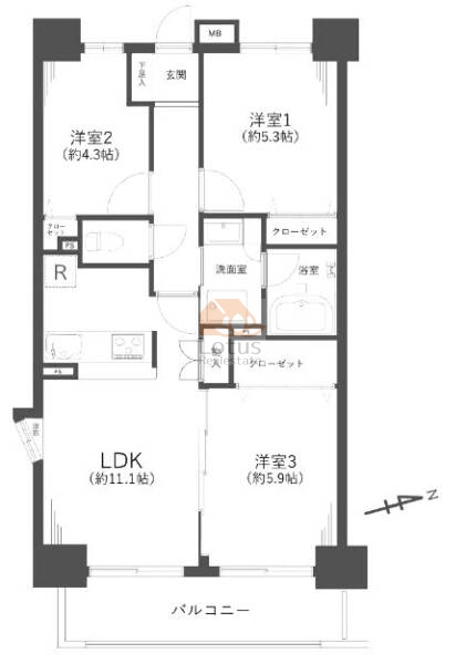 ライオンズマンション新小岩リバーステージ606間取図