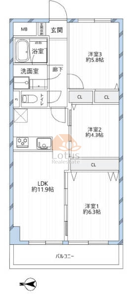 エンゼルハイム東大島第１802間取図