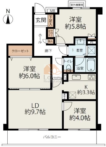 北小岩パークホームズ302間取図