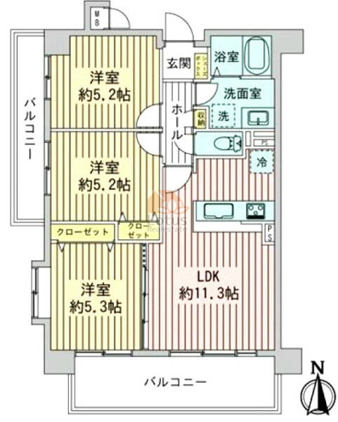 ヴィルヌーブ梅島405間取図