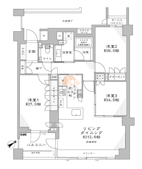 レジデンシャル中野坂上309間取図