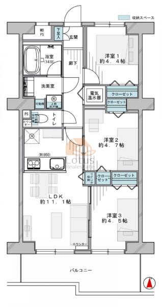 ライオンズマンション北千住第6203間取図