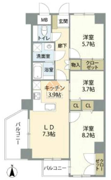 サニーハイツ門前仲町1003間取図