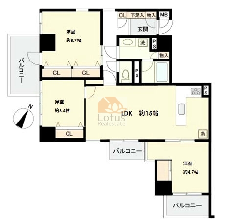 コスモ錦糸町4階間取図