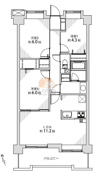 エンゼルハイム入谷南302間取図