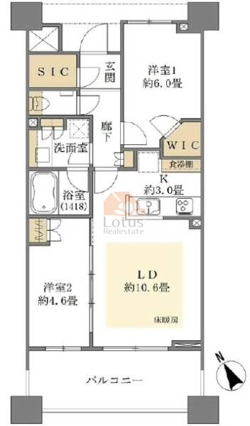 クレヴィアタワー目黒不動前403間取図